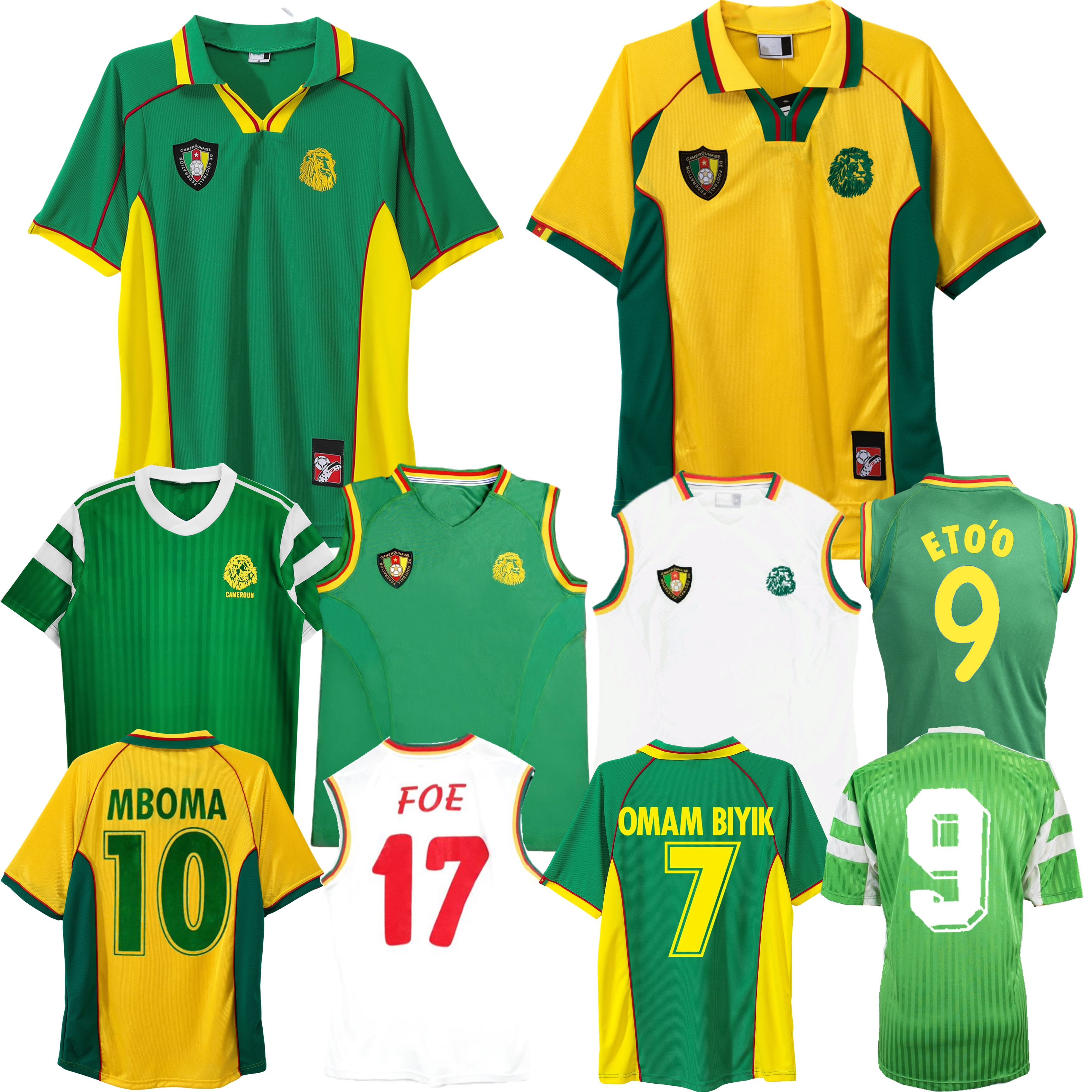 2002 1998 Cameroon retro soccer jerseys 1990 Eto o Mboma Lauren Song FOE MILLA home away vintage classic football shirt