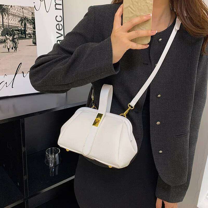 Designer Women Orange PU Leather Small Handbag Clutch Sier Shell Clip Bag Female Gold Blue Crossbody Shoulder Bags