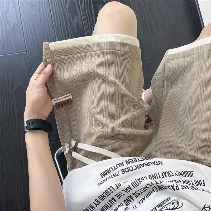 Fake Two-piece Ice Silk Men Summer Thin 2025 New Loose Casual Sports Trousers XJ250618