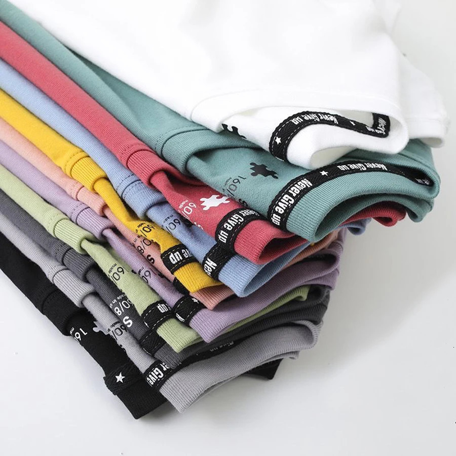 WAVLATII Women Cotton T shirts Female 210 GSM Purple Solid Fashion Casual Oversized Short Sleeve Tees Tops for Summer WT2470 250618