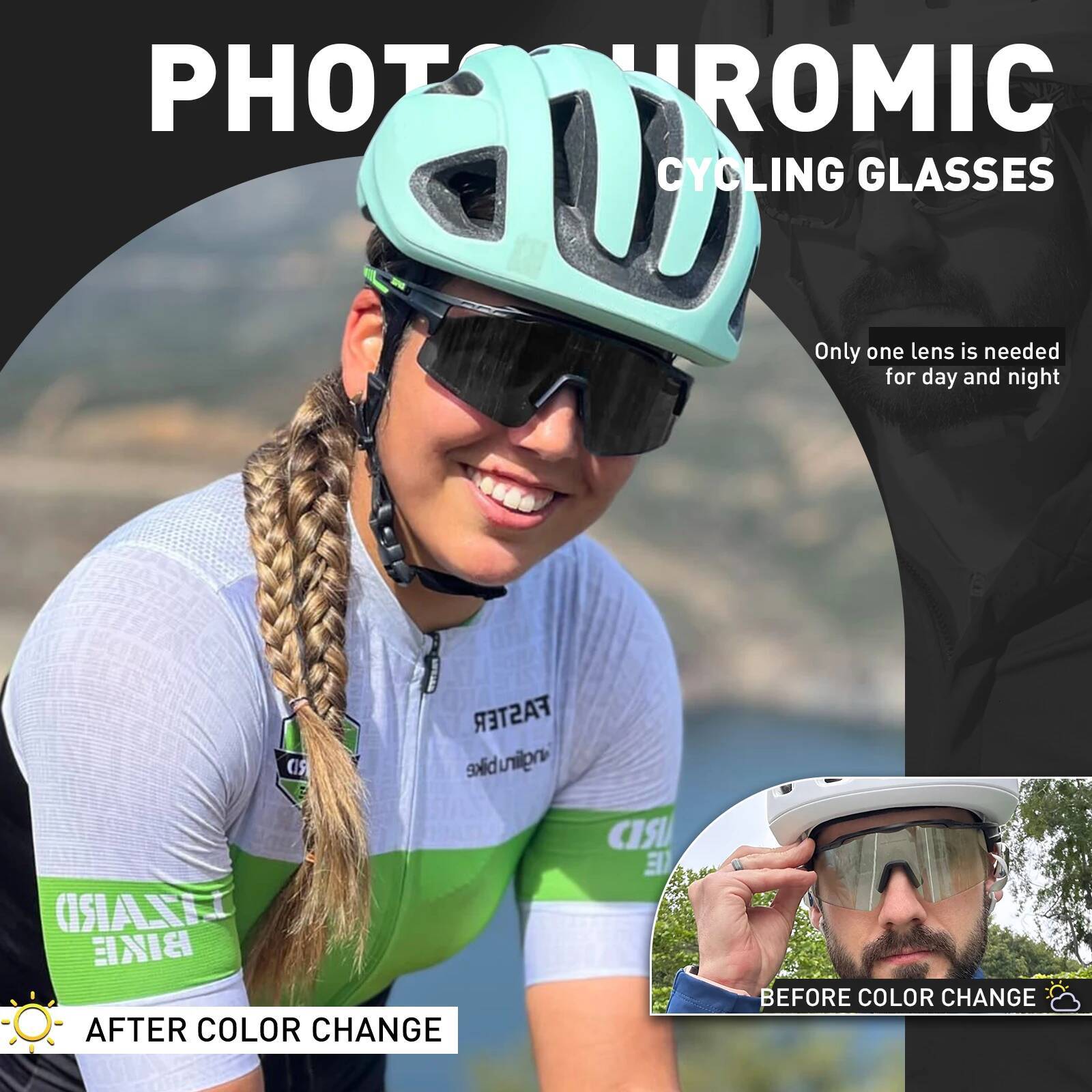 Photochromic Sunglasses UV400 Bicycle Men's Blue Sports Woman Cycling Eyewear Outdoor MTB Glasses Bike Goggles