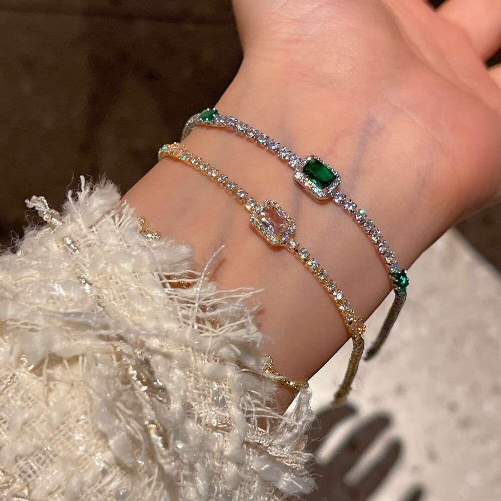 Full Dia Shiny Square 2023 Exquisite Ins Style Elegant Summer Lobster Clasp Bracelet J978