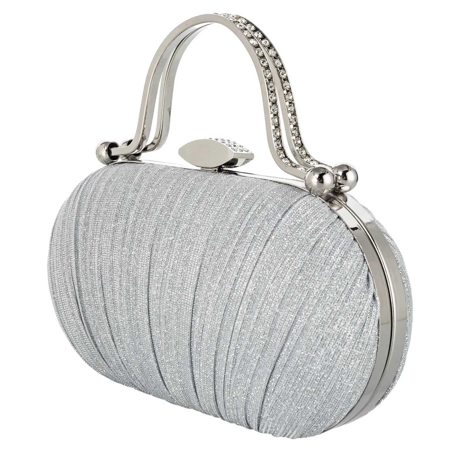 Womens Evening Clutch Bag Rhinestones Decorated Box Shaped Dinner Bags Chain Crossbody Handbag For Party Prom Banquet Wedding Z250618