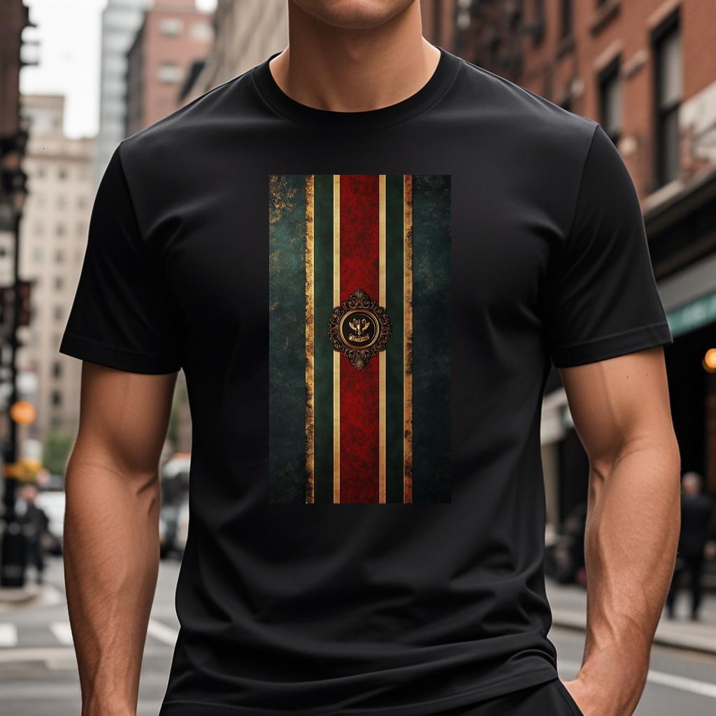 Ddmytiger T Shirt With A Red Green And Yellow Striped Design Short Sleeve Round Collar Jogging Suit