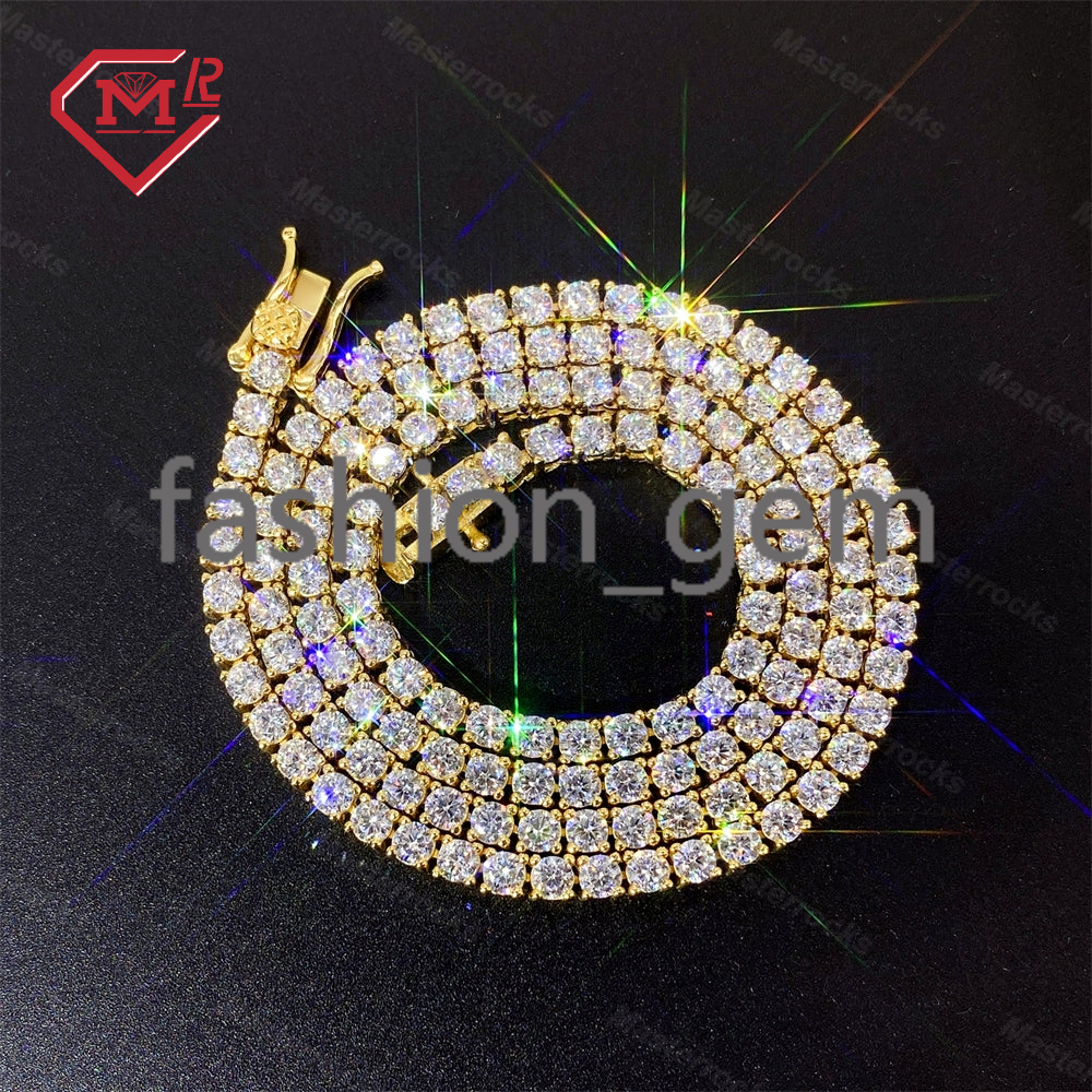 Factory Sale Iced Out 925 Sterling Silver Tennis Chain Bracelet Necklace 3mm 4mm 5mm 6mm 8mm Moissanite Diamond Tennis Chain