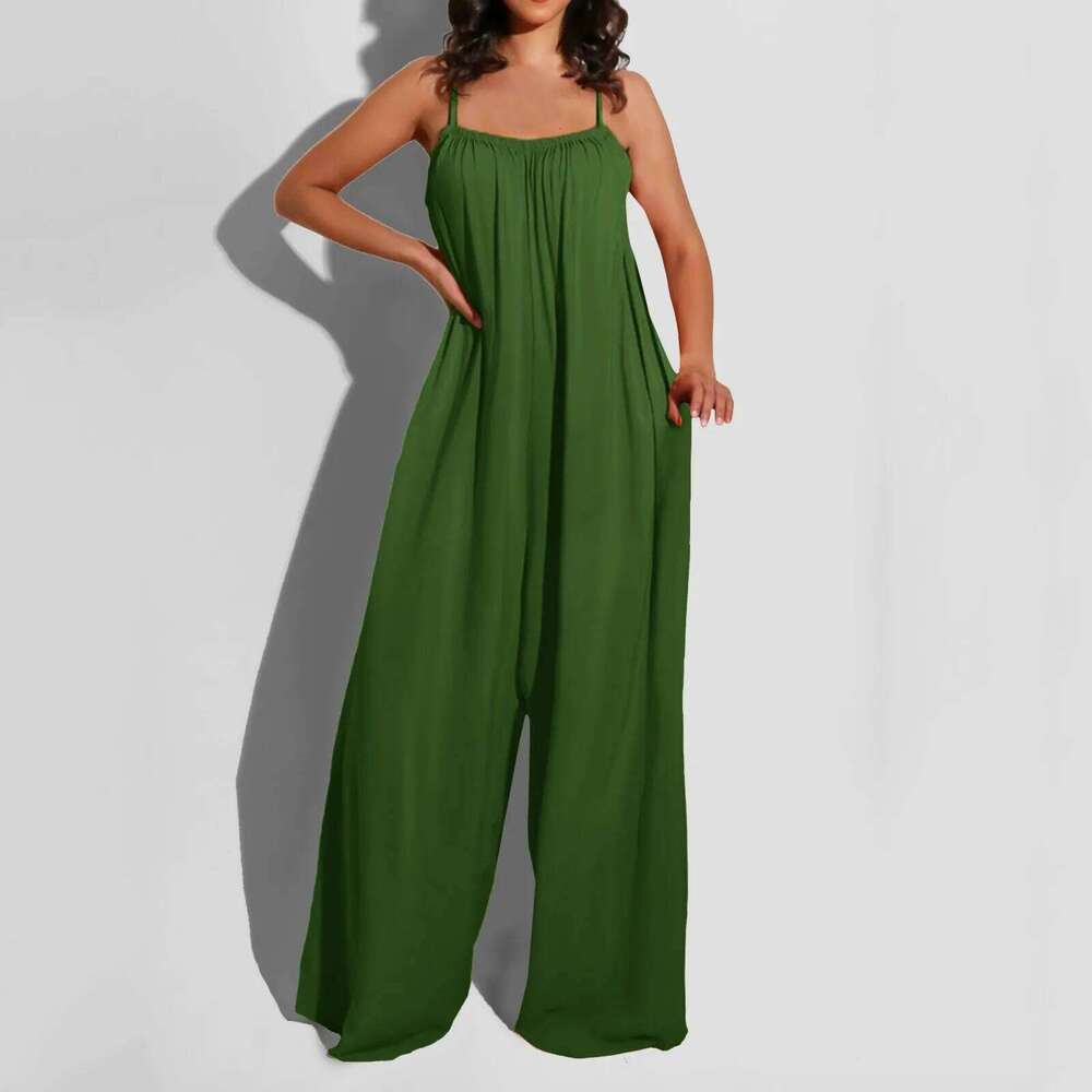 Wear Summer Sexy Backless Suspender Wide Leg Pants Casual Loose Elegant Women Straps Jumpsuit