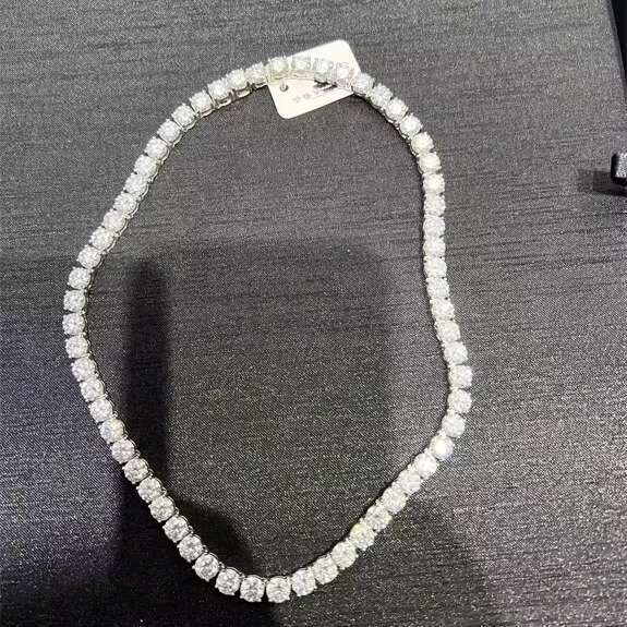 Hot Sale VVS Mossanite Jewelry Tennis Chain Silver 5mm 24 Inches Necklace Silver Plated Chain Diamond Tennis Chains