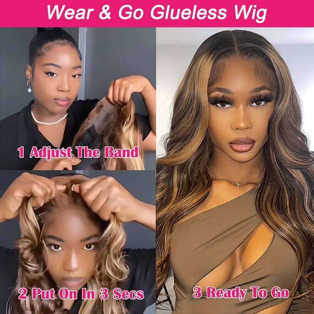 Wear and Go Glueless Human Hair Pre Cut 5x5 HD Closure 180% Highlight Ombre Lace Front Wigs 4/27 Honey Blonde Wig
