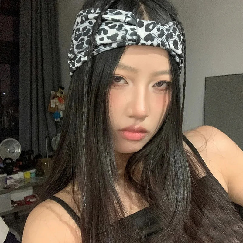 Women Wide -Side Pilates Elastic Hair Bands Yoga Leopard Print Headband Running Cycling Turban Makeup Hair Hoop Makeup Headwrap 250617