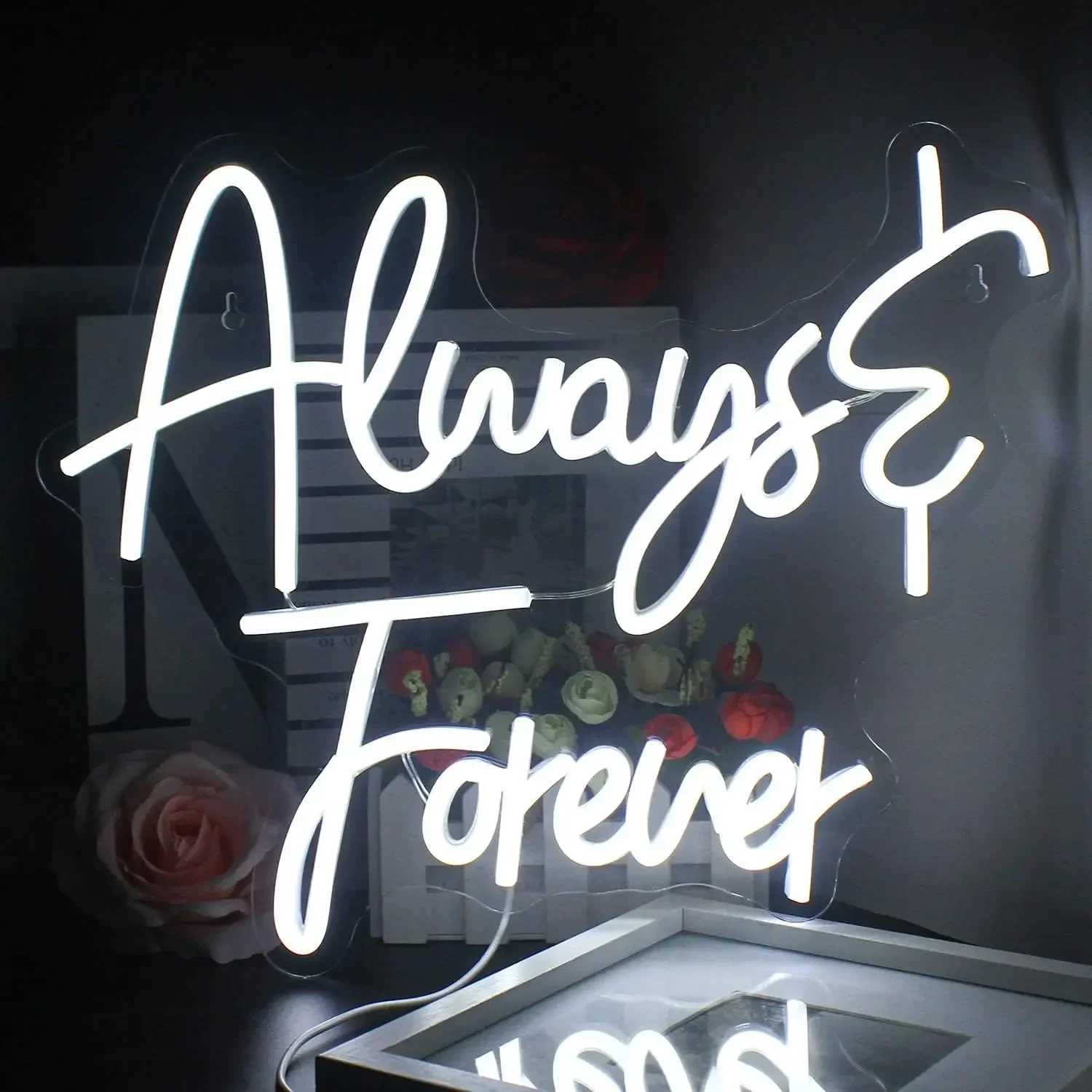 Always Forever Neon Sign LED Neon Light for Wall Decor USB for Bedroom Wedding Dimmable Proposal Birthday Party Christmas Z250618