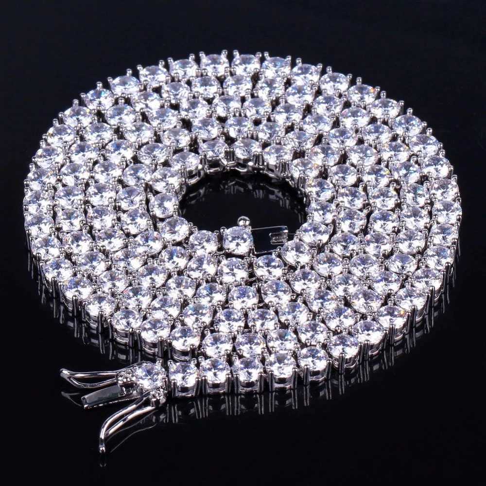TOPGRILLZ 3mm-10mm Iced Out Bling AAA Zircon 1 Row Tennis Chain Necklace Men Hip Hop Jewelry Gold Silver Color Charms W250618