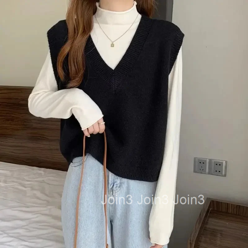 Womens Sweater Yellow Vest Short Knit Tops for Woman Green Crop V-neck Korean Style Winter Thermal Blouse Tall Long Sleeve Warm