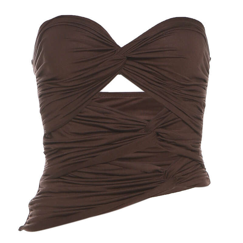 Summer New Women's Solid Color Slim Street Fashion Off-Shoulder Tube Top Vest B5