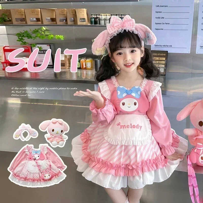 Sanrio Sanrio Cinnamoroll Childrens CosPlay Kuromi Dress Blue Girl Strap Skirt My Melody Dress Princess Dress Girls Birthday GiftsXJ250618
