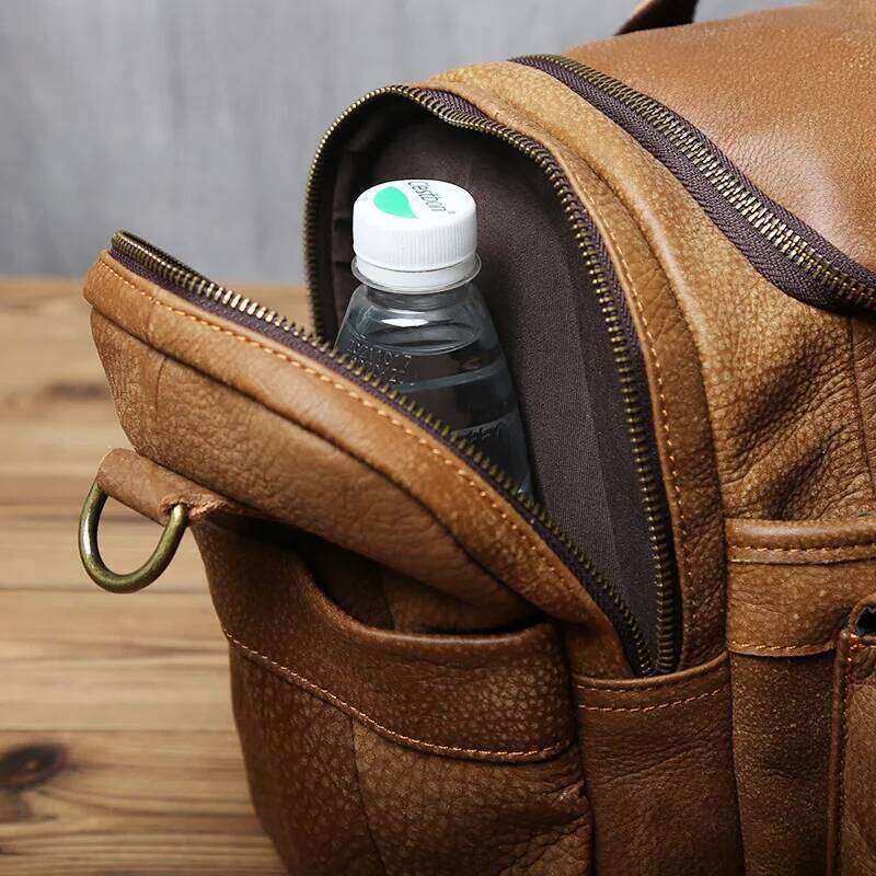 Retro Men's Hand Lage Leather Travel Top Layer Cowhide Large Capacity One Shoulder Messenger Bag Casual Laptop NZPJ