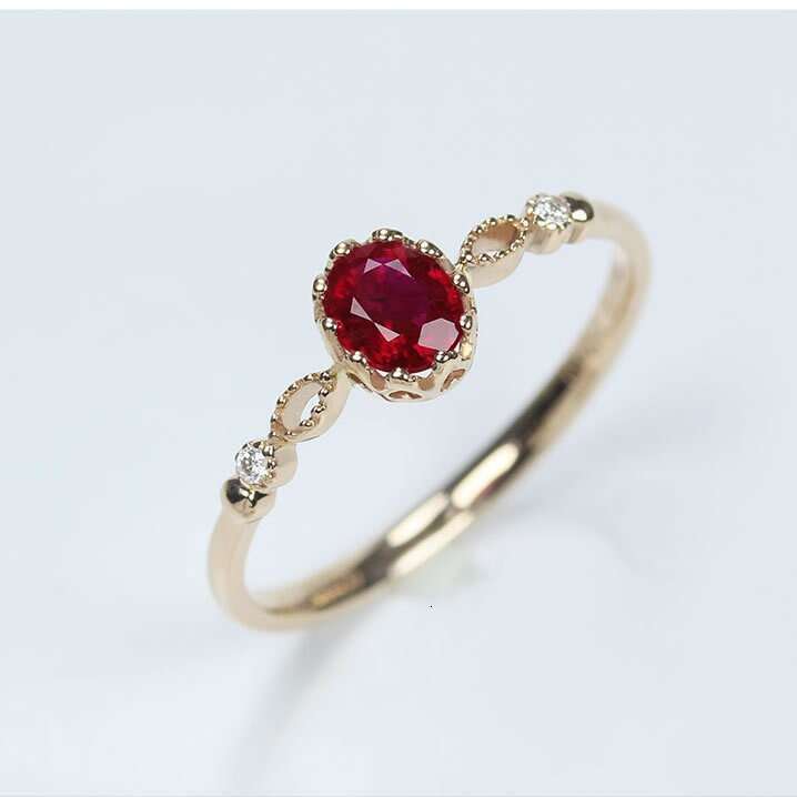 14k Rose Gold Natural Blood Red Oval Luxury Crown Queen Plated Inlaid Ring