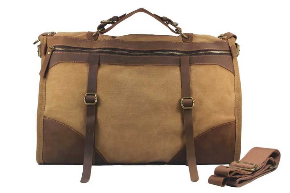 Vintage Military Canvas + Leather Mens Travel Bags Luggage Bags Mens Weekend Bag Overnight Duffle Bags Tote Leisure M314# W250618