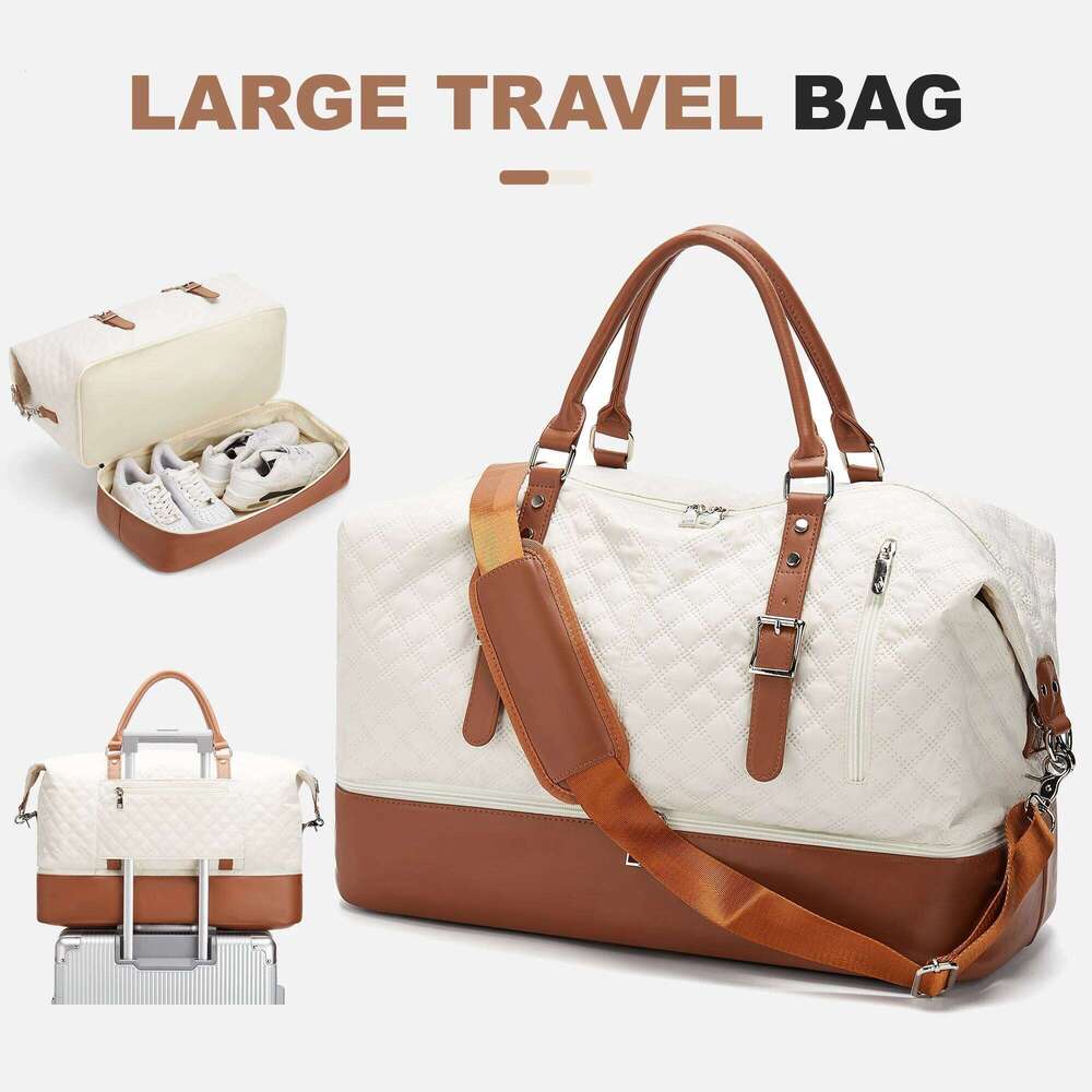 Weekender Bags Women Large Overnight Weekend Duffel Carry On Shoulder Tote Canvas Bag For Travel Business Gym