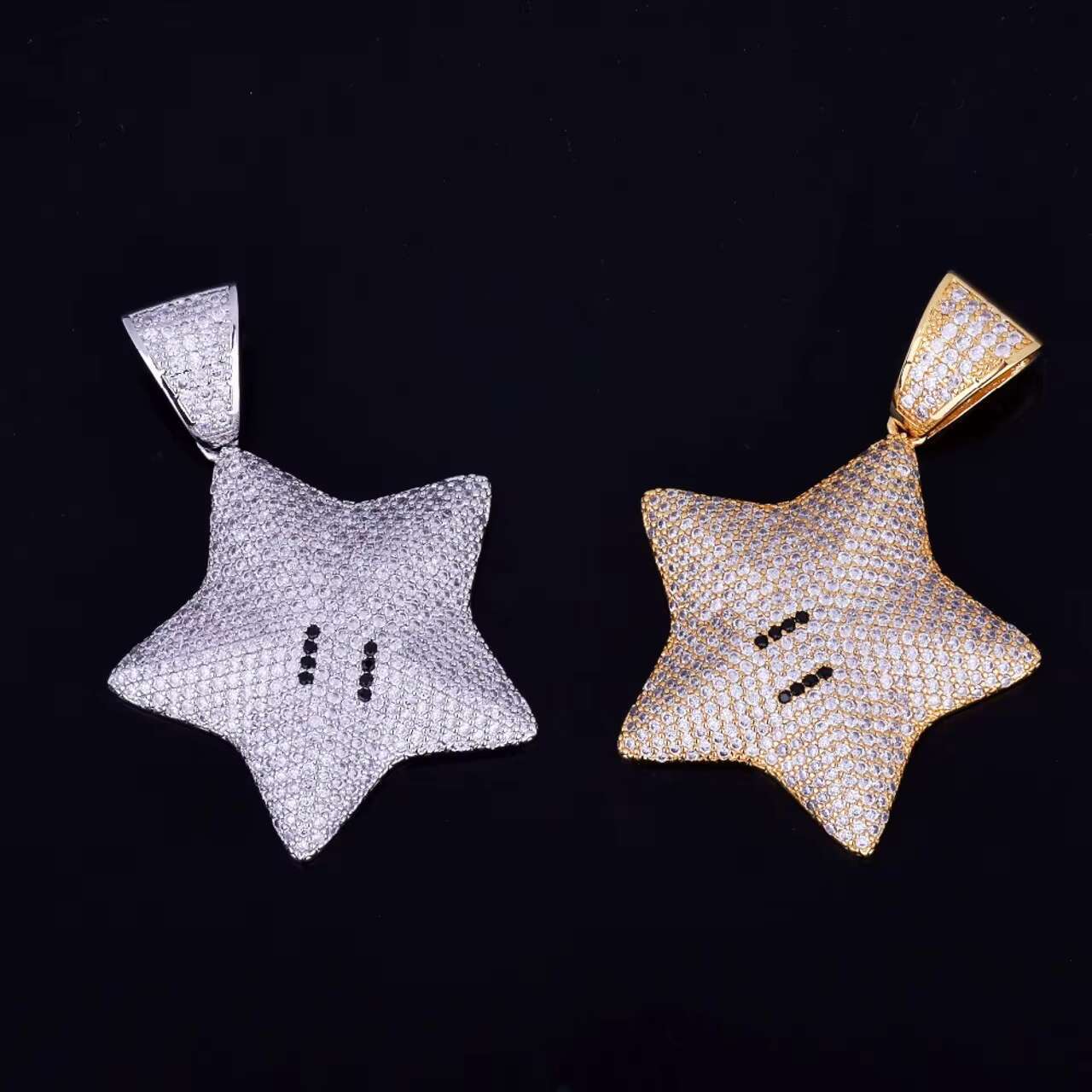 Stylish 18K Gold 925 Sterling Silver Moissanite Pentagon Star Pendant Western Style Hip Hop Pendants Charms