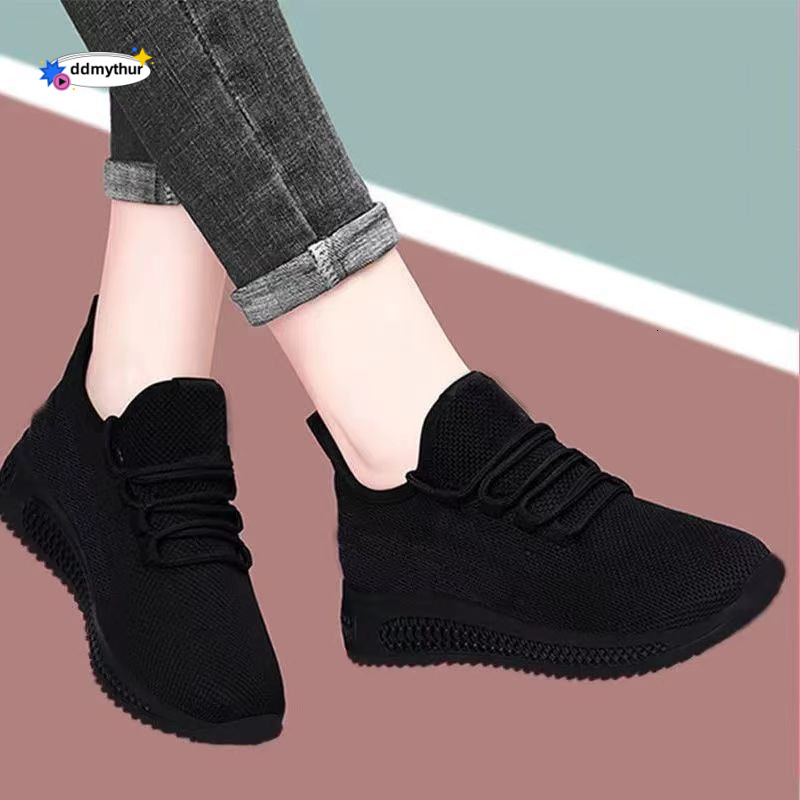 Women's Summer Mesh Soft Sole Non-Slip Kitchen Office Black Work Fitness Dance Casual Running Shoes ddmythur
