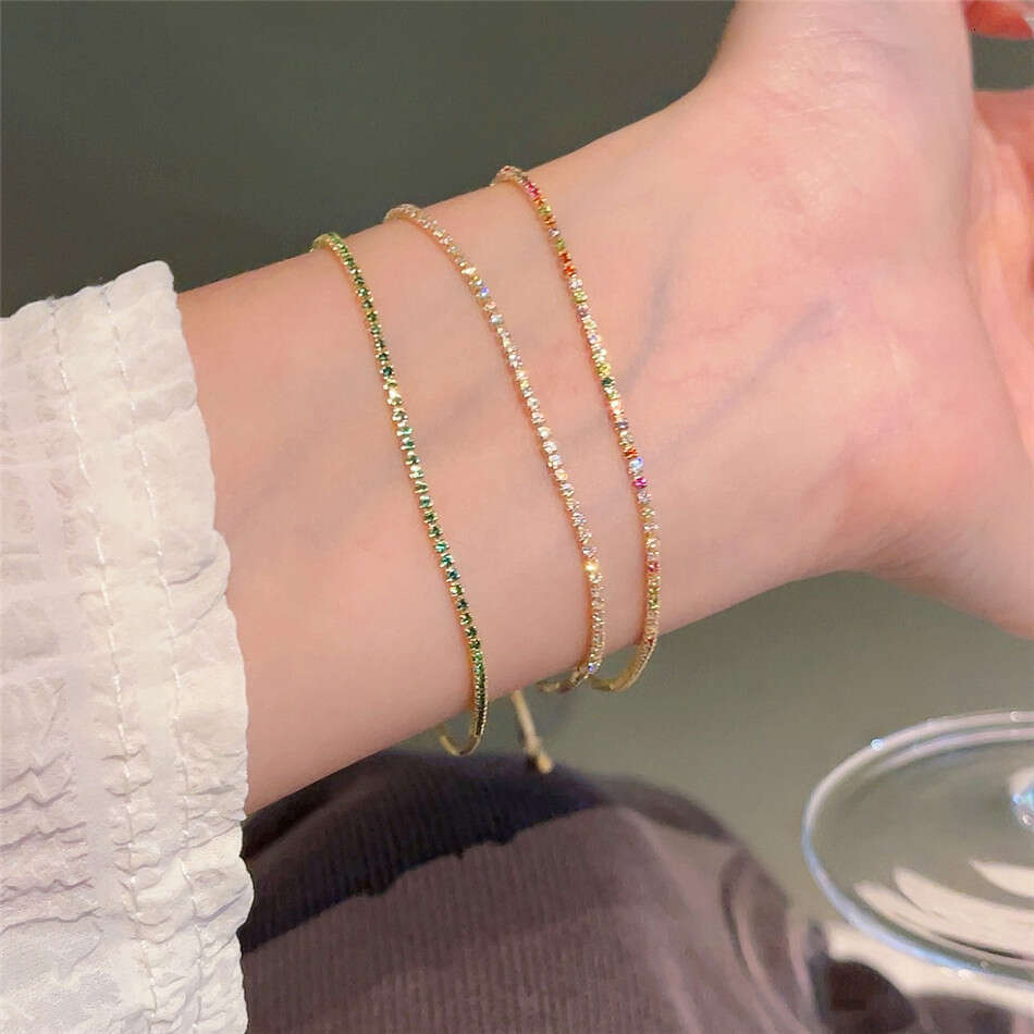 Colorful Pull Rope Micro Paved Zircon 2024 Ins Style Korean Version Exquisite High-end Feel Bracelet Versatile Hand Jewelry