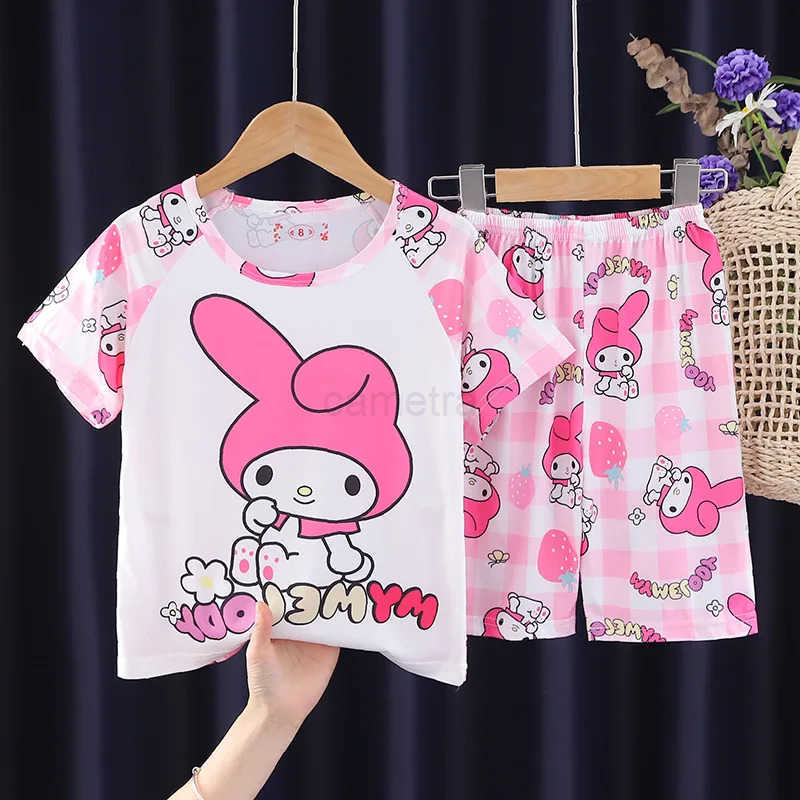 Sanrio Yugui Dog Cartoon Girls Summer Pajamas Short Sleeved Melody Middle School Boys And Girls Home Clothing Set XJ250618XJ250618