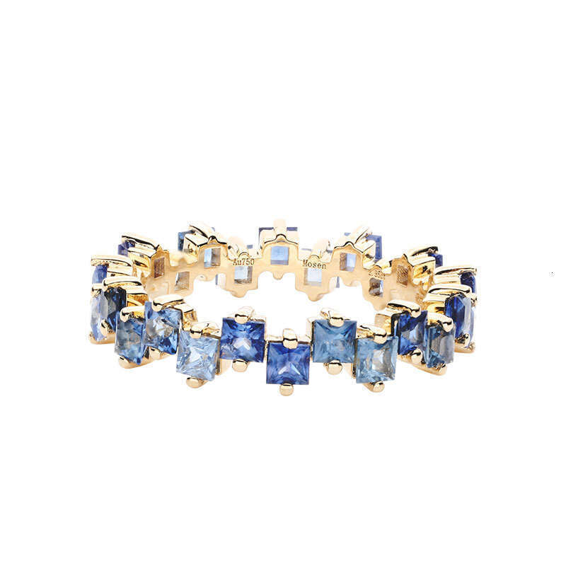 Soft Blue Ring for Women, High-End Rainbow Series, Gold-Plated Inlaid Colorful Anti-Blue Light Luxury