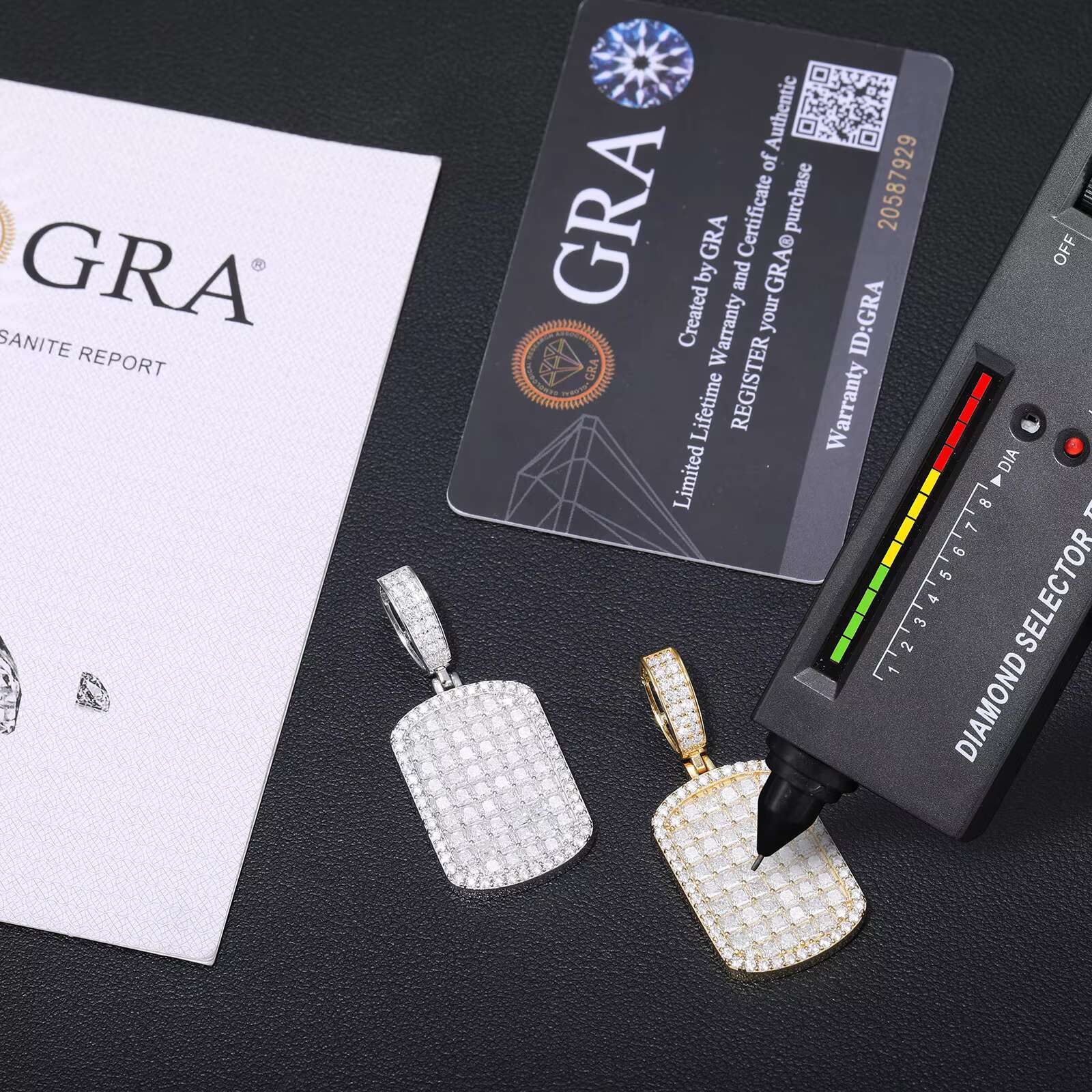 S925 Silver Moissanite Necklace Hip Hop Military Brand Rectangular Square Diamond Pendant Trendy