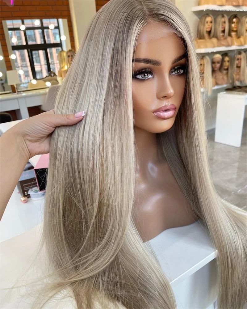30 Inch 13x4 Lace Front Human Hair 200 Density 613 Blonde Straight Lace Front Wig Human Hair Pre Plucked Blonde Wigs For Women Synthetic