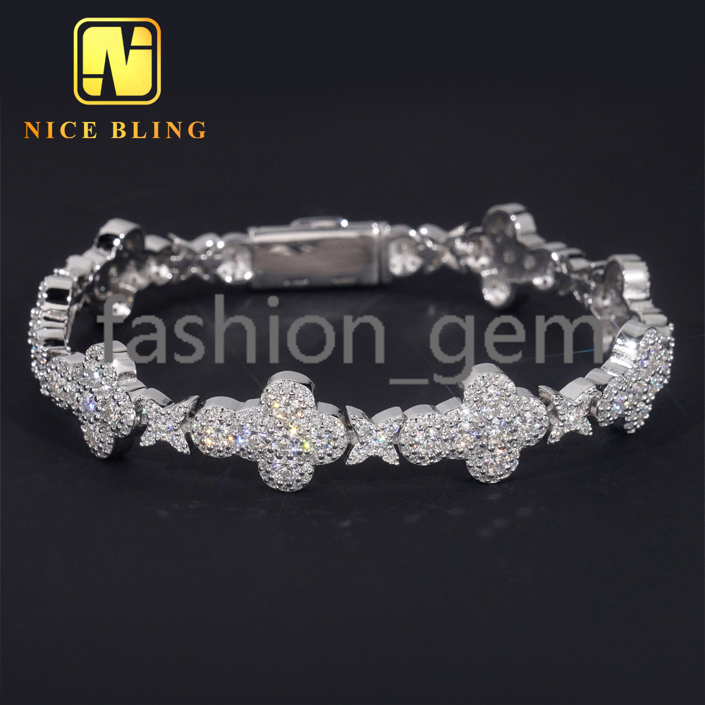 Nice Bling New Design Ice Out Diamond Jewelry 13MM Moissanite Bracelet 925 Sterling Silver Hip Hop Cuban Link Chain Bracelet