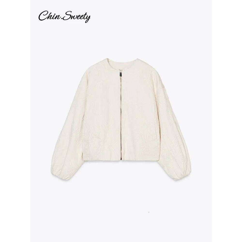 Casual Embroidery Women's Bomber Jacket Loose Zipper Long Sleeve Short Coat Female 2025 Spring Fall Lady High Street Outwears