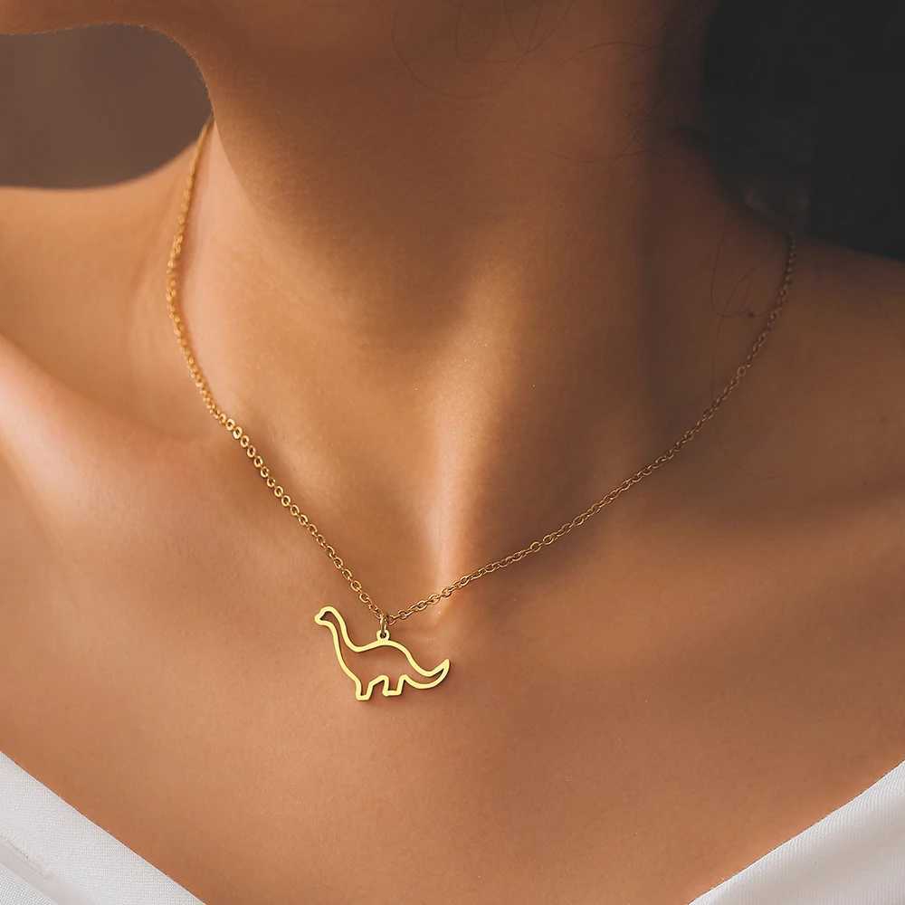 Stainless Steel Necklaces Hollow Dinosaur Animal Pendant Mens Chain Choker Fashion Necklace For Women Jewelry Party Best Gifts W250618