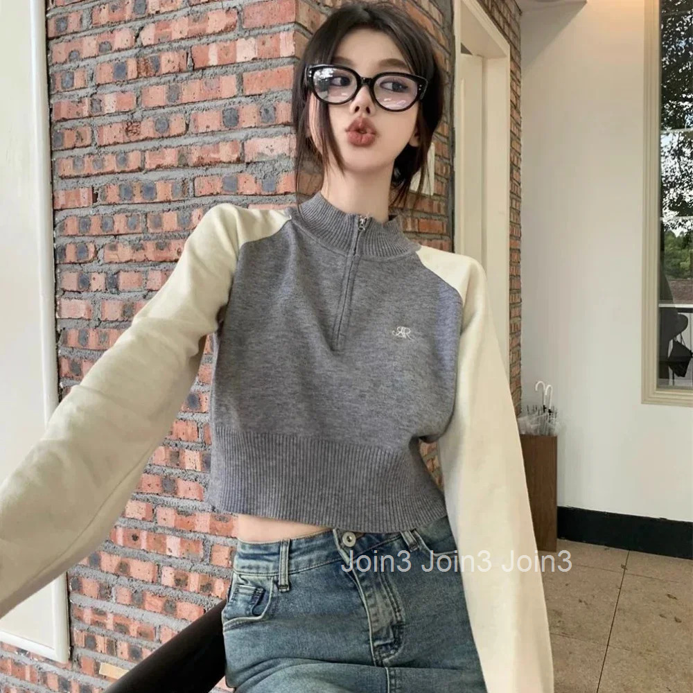 Womens Sweater Pullovers Crop Knit Tops for Woman Black Short Zip-up Jersey Aesthetic Trend 2025 Designer Korean Luxury Crochet