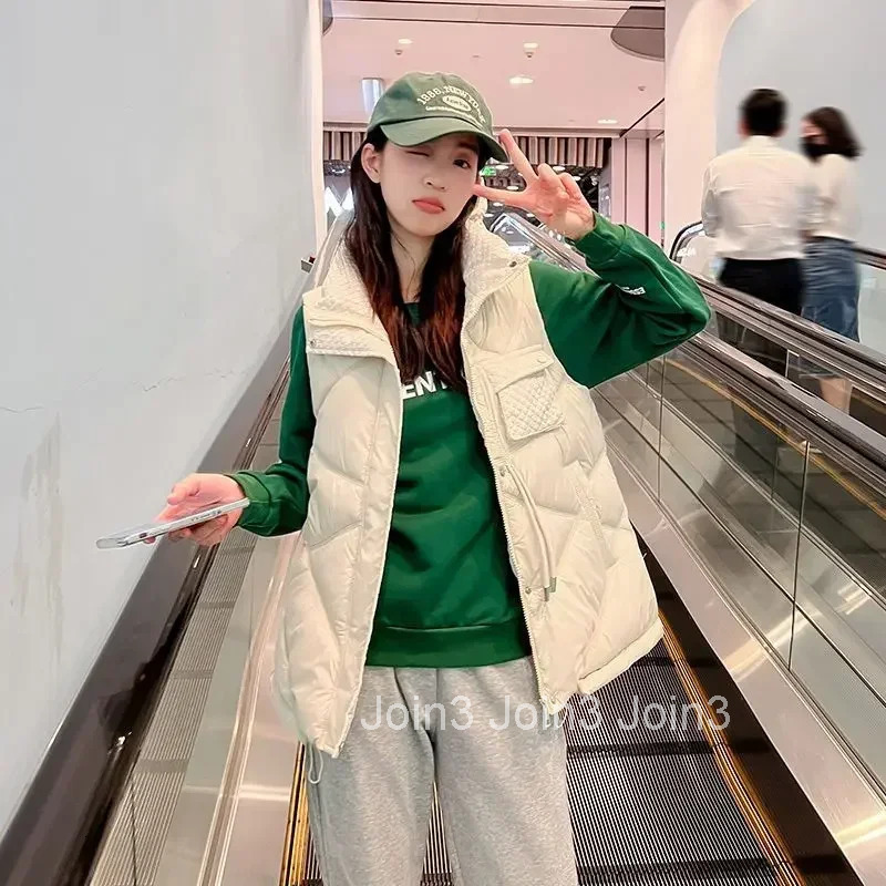 Quilted Womens Vests Drawstring Demi-season New Outerwear Cold Trend 2025 Lady Padded Cotton Giletes Elegant Autumn Sleeveless