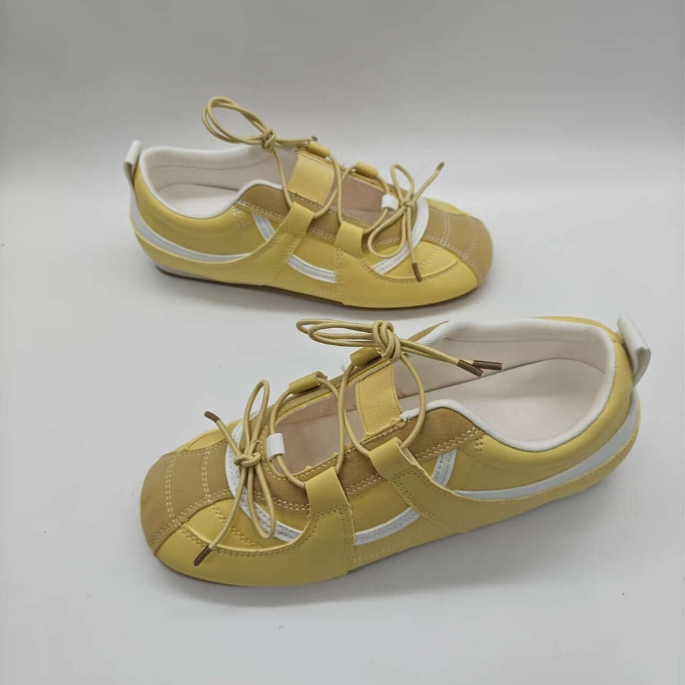 Women'S 2025 New Arrival Ballet-Inspired Low-Top Sneakers - Comfortable Lace-Up with Toe, PU Cover Upper & Rubber Sole, Summer Versatile Shoes fo
