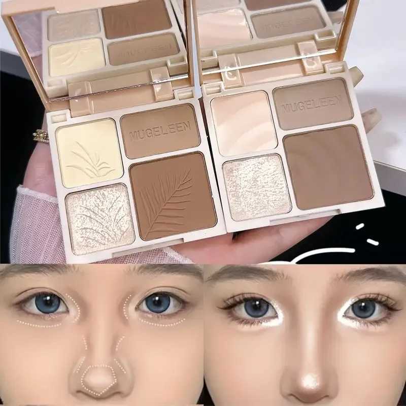 Four Colors Highlighting Contouring All-in-One Palette with Mirror Matte Highlighting Shadow Nose Shadow Contour Palette XJ250618