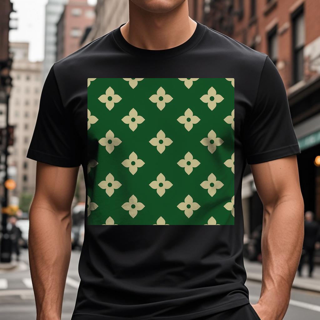 Ddmytiger T Shirt With A Green And Gold Pattern On The Front T Shirts Short Sleeve Jogging Suit