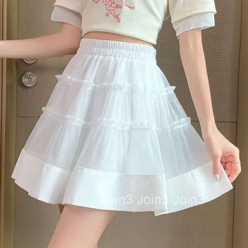 High Waist Tulle Patchwork Short Skirts for Women Mini Mesh Woman Skirt Y2k Vintage Harajuku Modest Clothing Trend 2025 Casual V