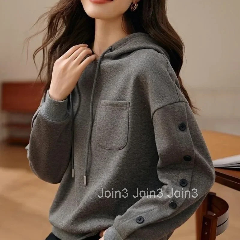 Loose Long Sleeve New In Baggy Hooded Sweatshirt for Women Essential Korean Clothing Hoodies Youthful Clothes Basic M Woman Tops