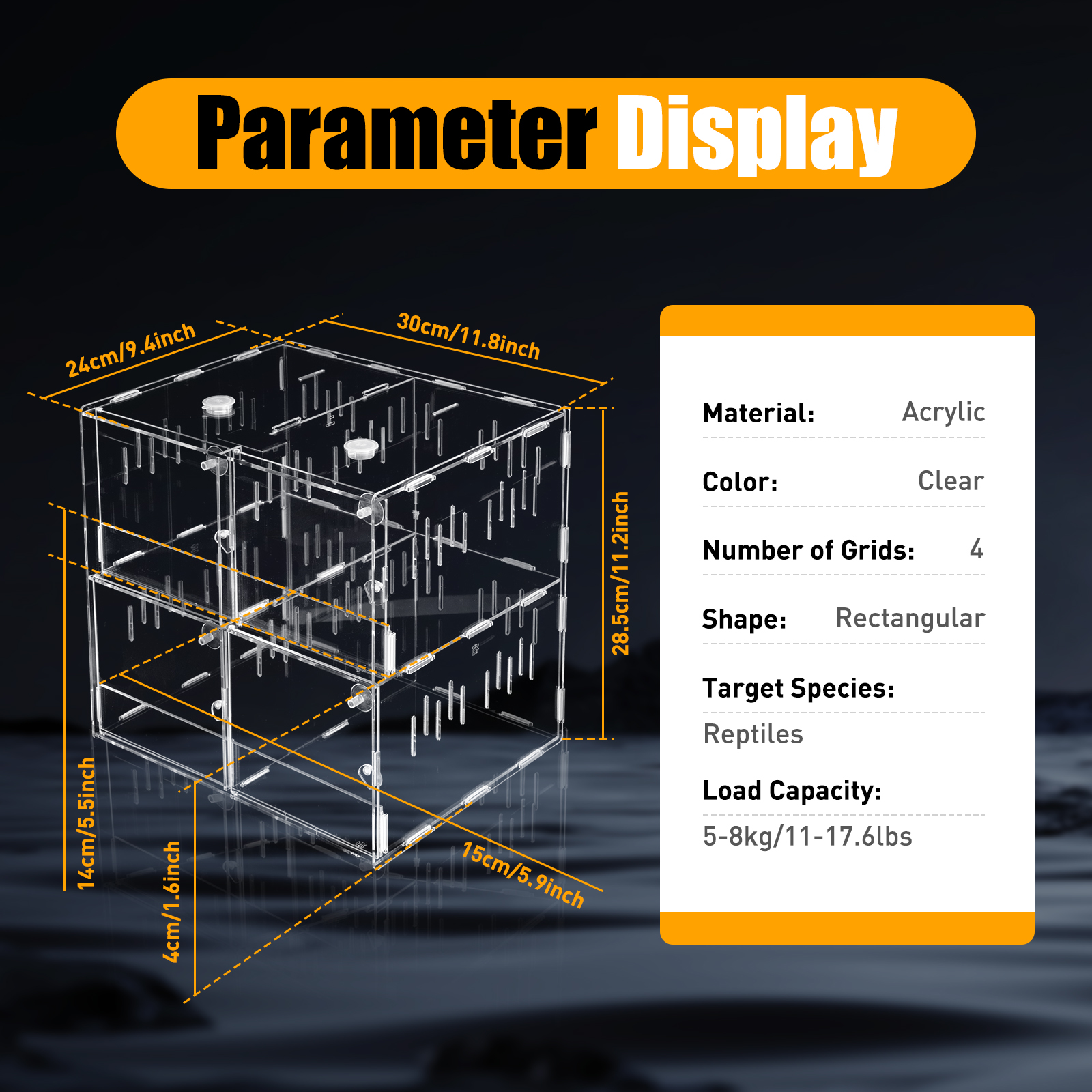 4-Tier Acrylic Reptile Terrarium Transparent Climbing Pet Enclosure for Lizards Small Animals Multi-Level Habitat for Bedroom Office Laboratory Decor