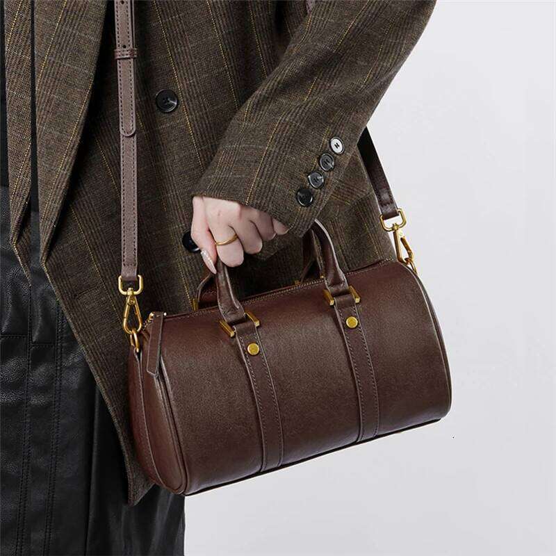 Burminsa Genuine Leather Boston Small Shoulder Crossbody Bags For Women 2025 Trend Designer Top Handle Pillow Ladies Handbags