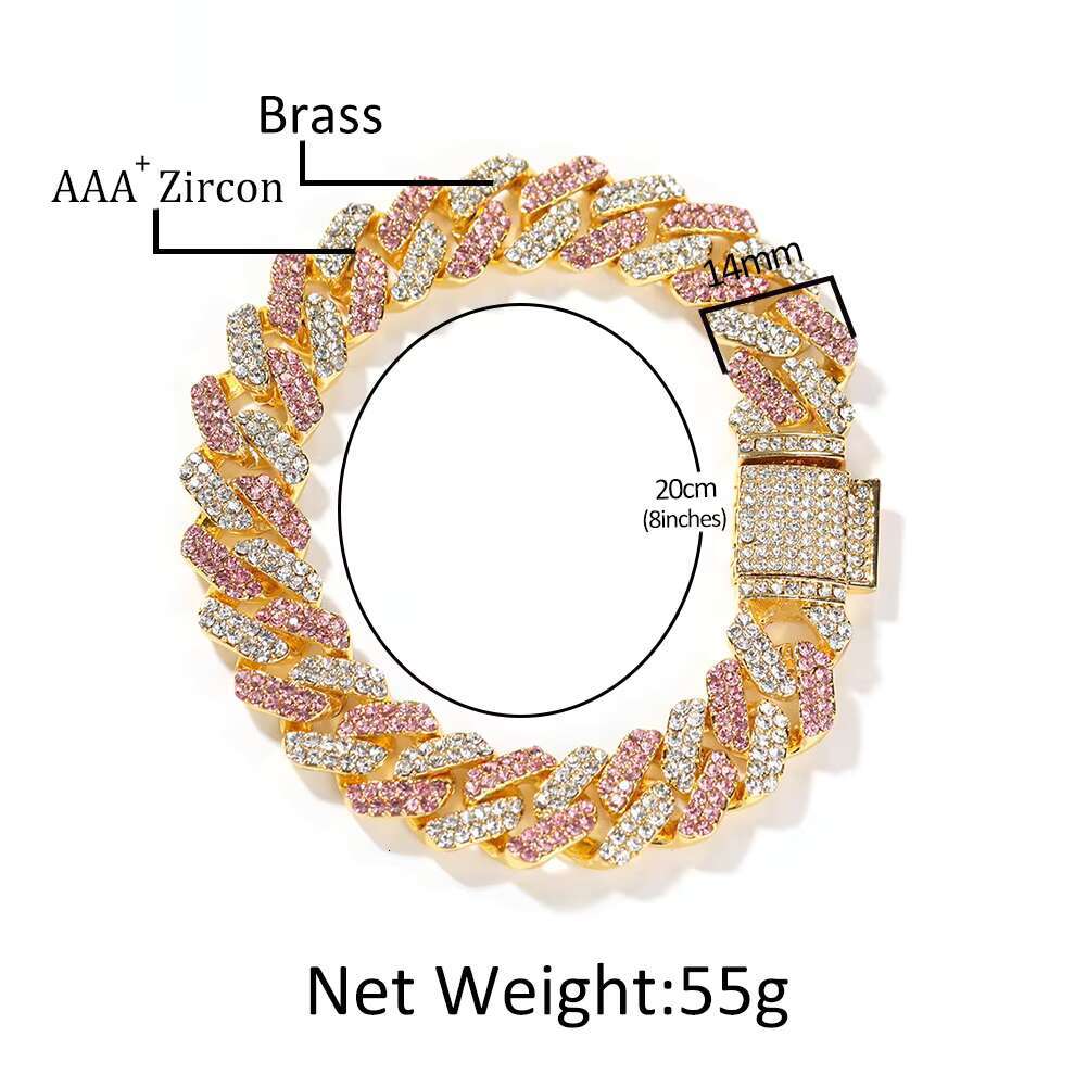New Cuban Necklace Chain Full Diamond 13mm Hip Hop Rap Women Man Cool Cuban Link Chain Bracelet Necklace