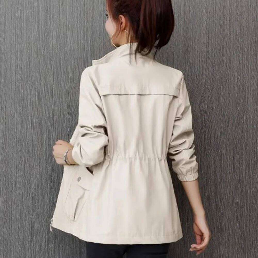 HI-FASHION Double Layer Windbreaker, Autumn Casual Coat, Fashionable Women's Jacket with Stand Collar in Plus Size 4XL