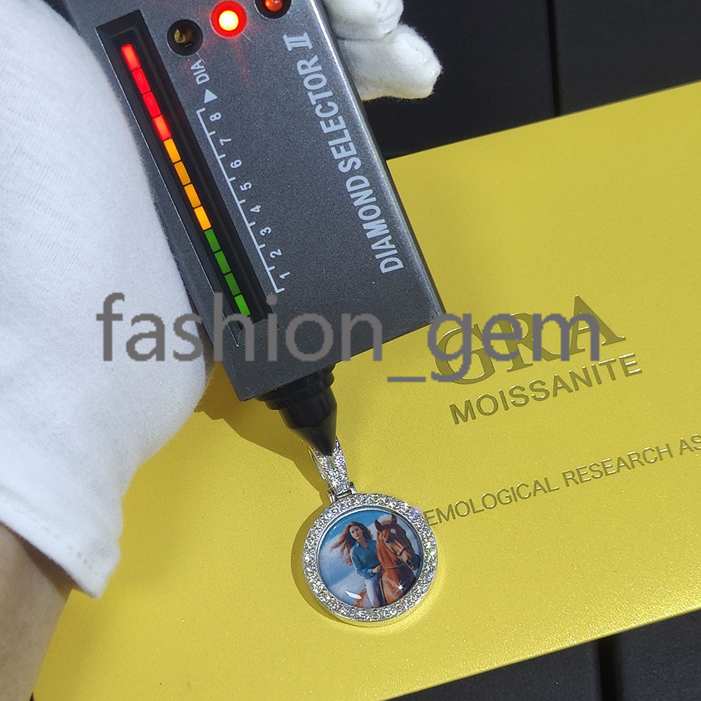 925 Sterling Silver Jewelry Moissanite Picture Pendant Passes Diamond Tester Customized Photo Pendant Necklace