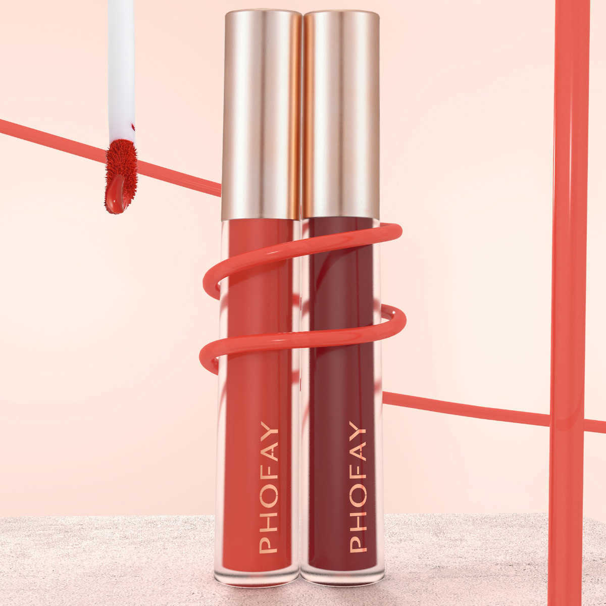Rich pigment matte velvet brown lip color - non stick durable velvet smooth finish - moisturizing lip glue and lipstick MW250219