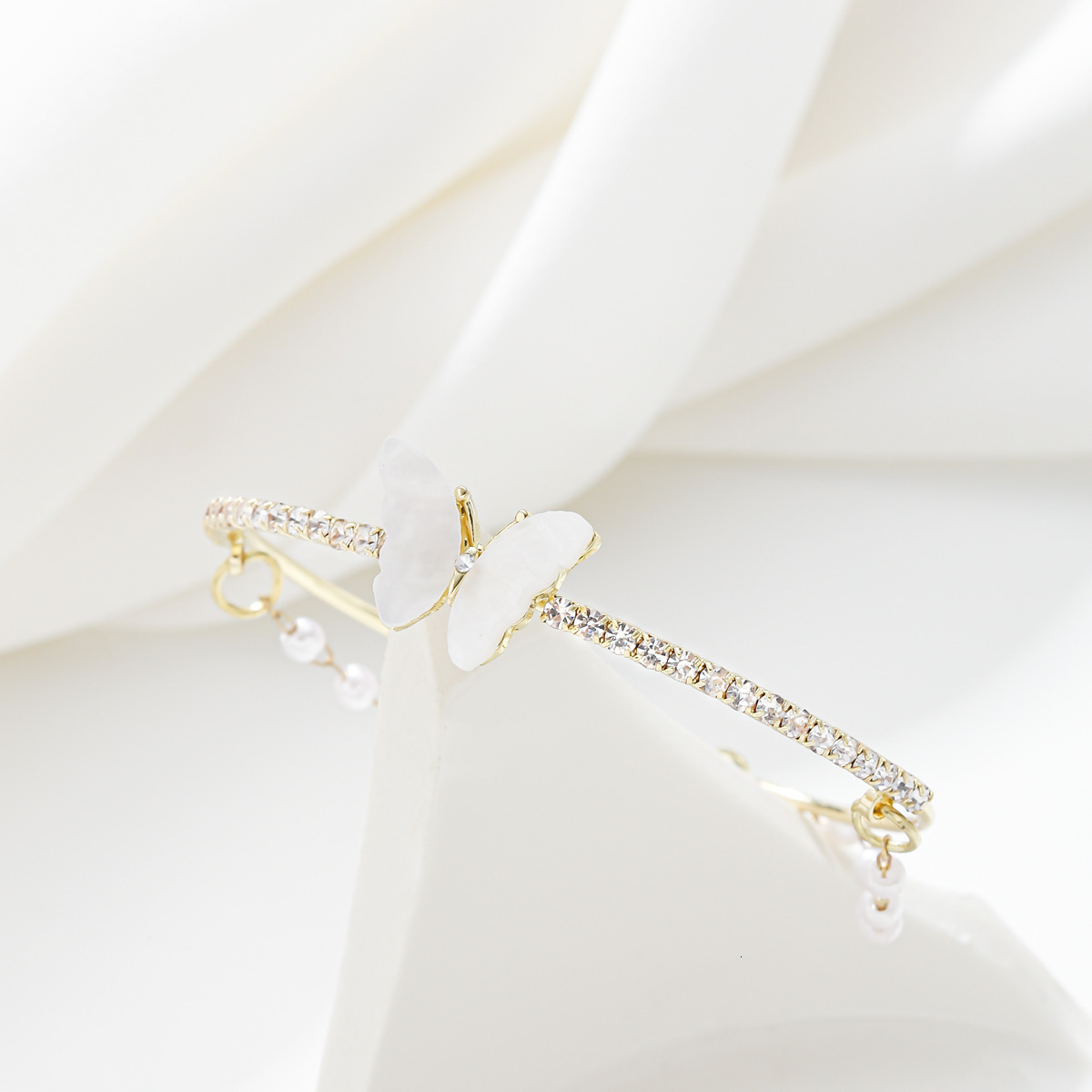 Korean Style Double Layer Ins Bracelet for Women, Unique Oil Drip Butterfly Inlaid Zircon Pearl Bracelet, Simple Versatile Hand Jewelry