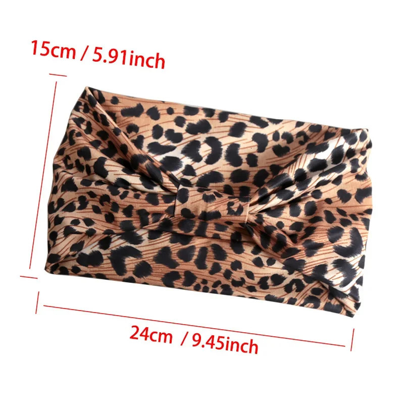 Women Wide -Side Pilates Elastic Hair Bands Yoga Leopard Print Headband Running Cycling Turban Makeup Hair Hoop Makeup Headwrap 250617