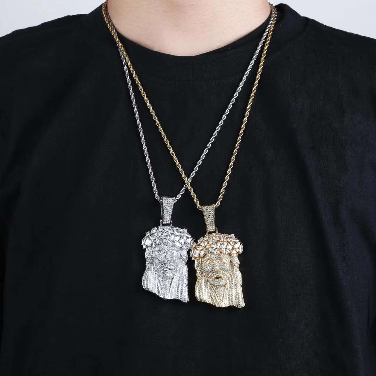 Stylish Hip Hop 18K Gold Iced out Jesus Christ Pendant Necklace Moissanite Pendants Charms