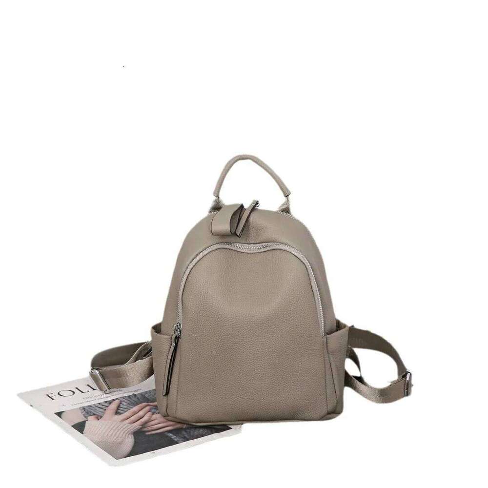 Brand Women Fashion Solid Color Large Capacity Cowhide Women's Backpack