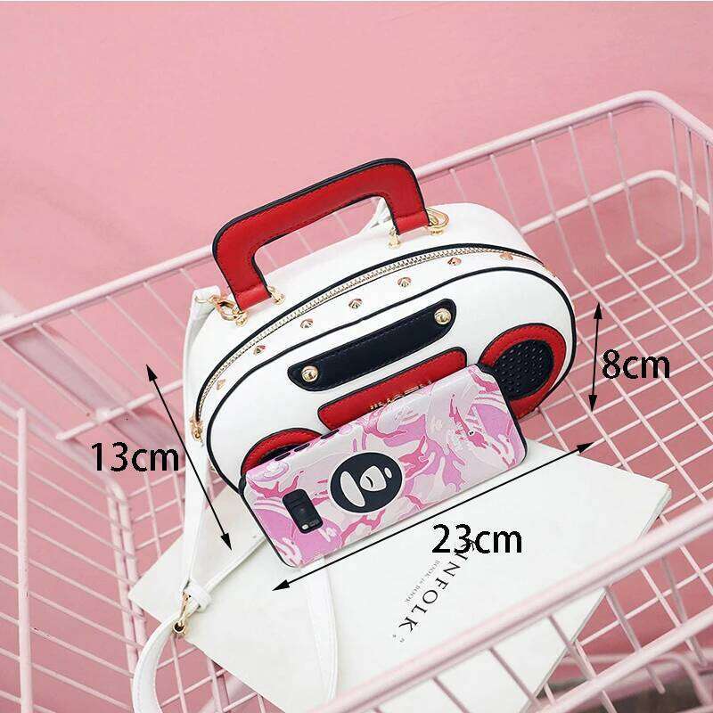 Vintage Radio Women Handbags Designer Chic Shoulder Bags Pu Leather Rock Female Crossbody Messenger Bag Personality Purse